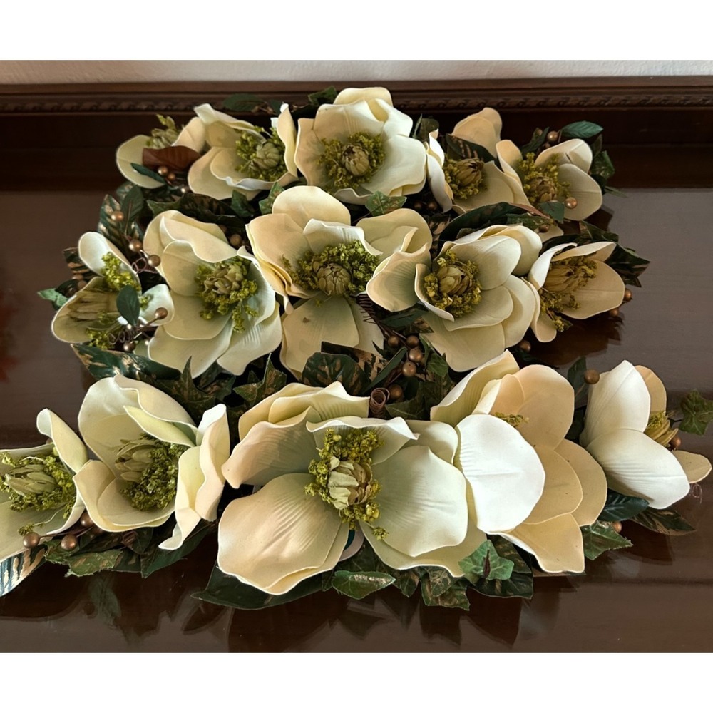Set of 3 Partylite‎ Floral Swag Flowers Magnolia Discontinued w/ Tags